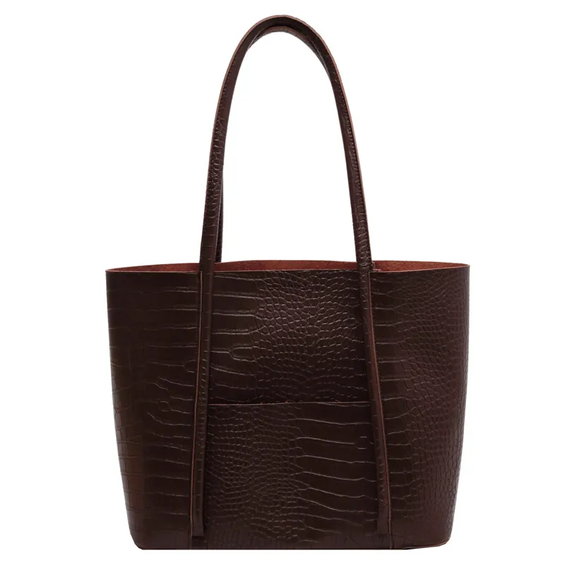 Retro Large Capacity Commuter Tote Handbag - Brown
