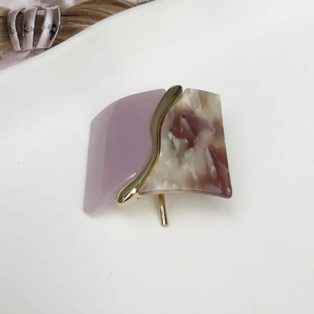 Square Leopard Print Resin Headdress Hair Hook U Hair Hook Purple - Shop at LoveMi
