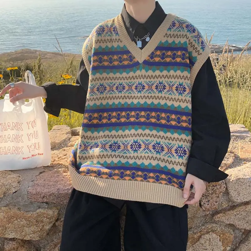 Spring And Autumn Japanese Retro Knitted Vest
