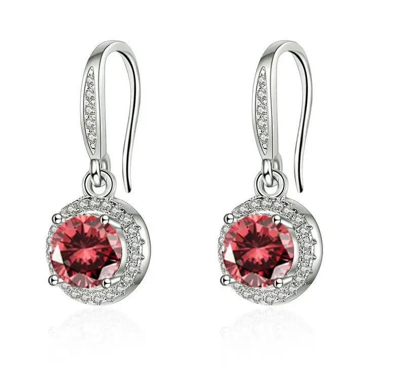 Moissanite Four-claw Round Bag Earrings