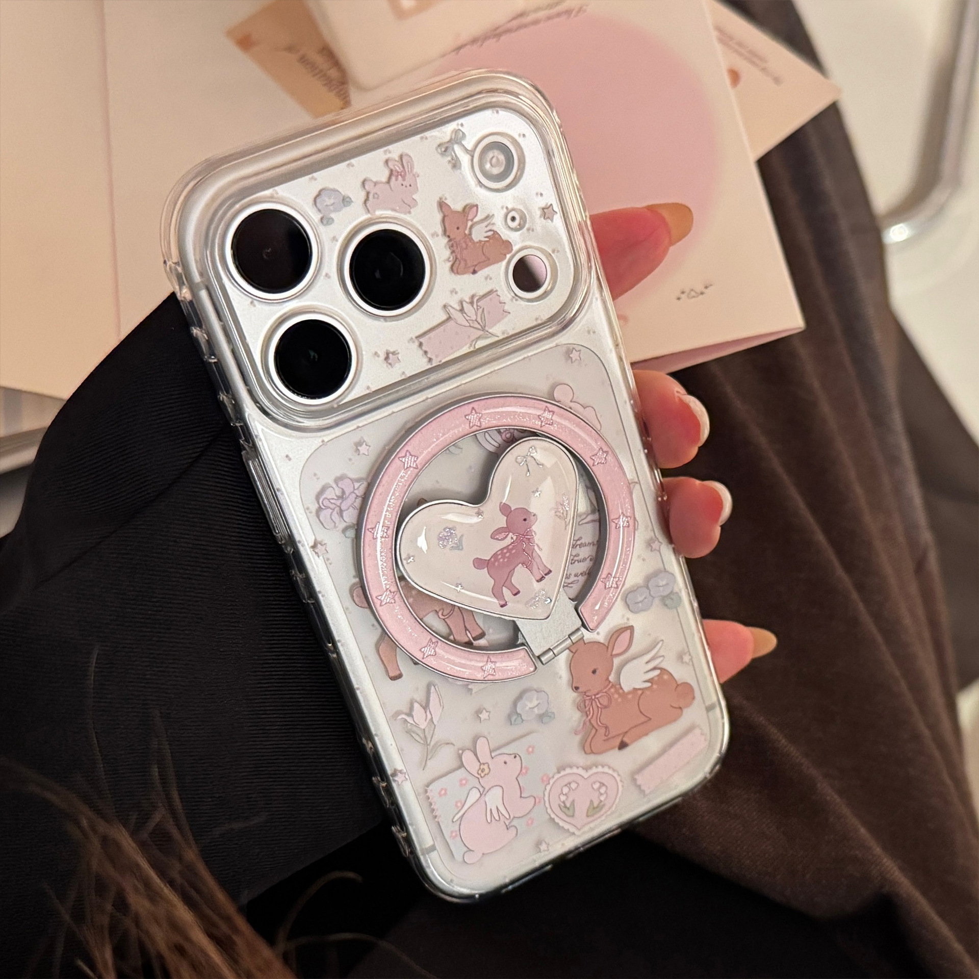 Capa para celular cervo transparente dourado Huajian
