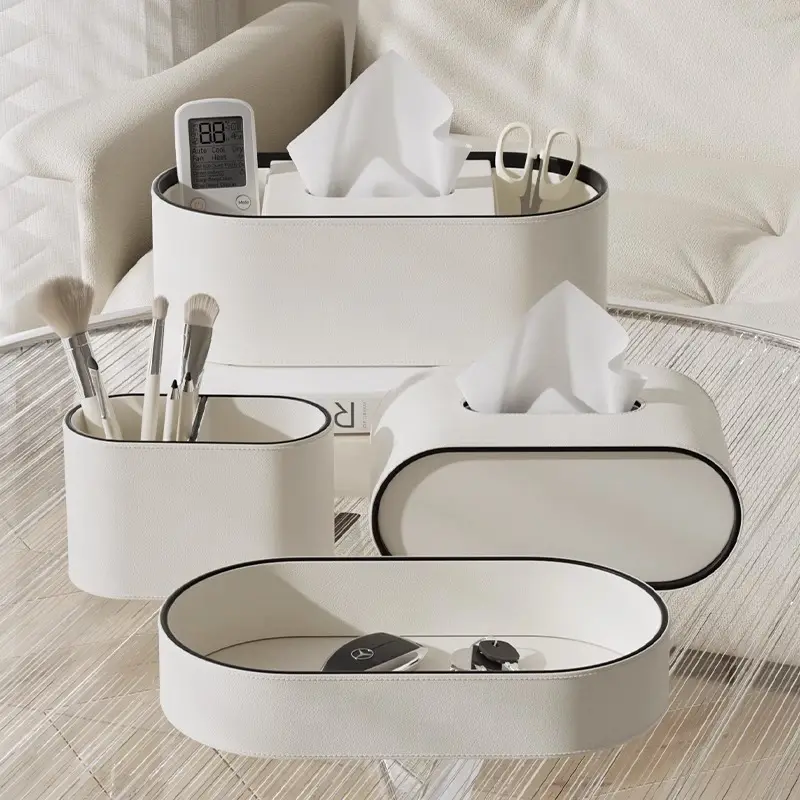 Simple Miscellaneous Desktop Leather Storage Box