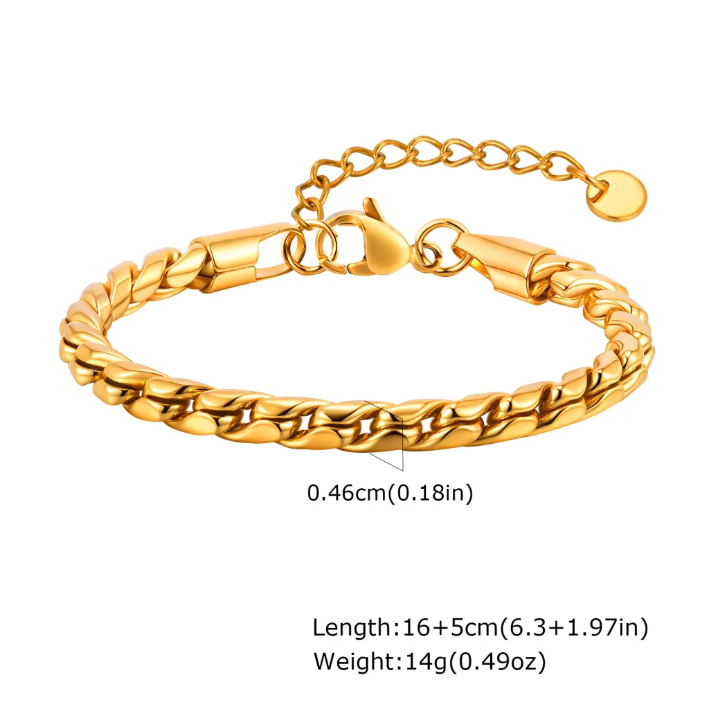 Retro Old Twist Geometric Square Stainless Steel Bracelet - Golden Br176616 5Cm