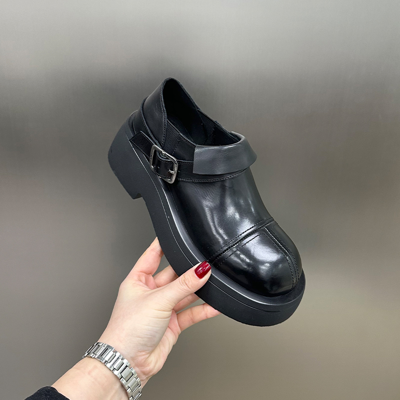 Spring High-Heel Chunky-Heel British-Style Elevating Fashion Pumps