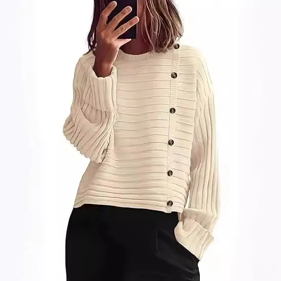 Autumn And Winter Knitted Women's Pullover Cardigan Beige - Shop at LoveMi