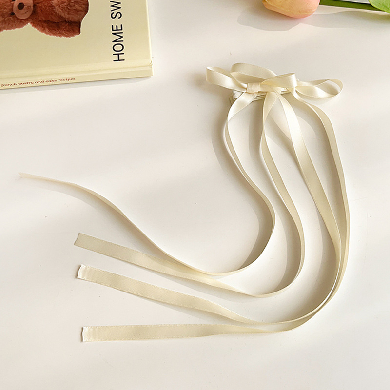 Braided Hair Ribbon Bow Barrettes Light Yellow - Shop at LoveMi