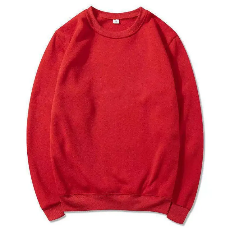 Men's Casual Pullover Round Neck Sweatshirt - Red
