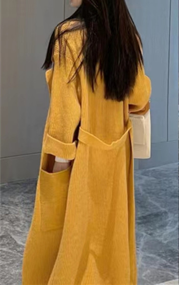 معطف صوف نسائي سميك بقصة فضفاضة وسترة صوفية منسوجة