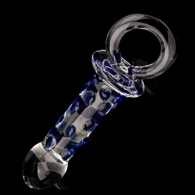 Bead Lock Blue Core Hand Pull Type Glass Dildo Product 7