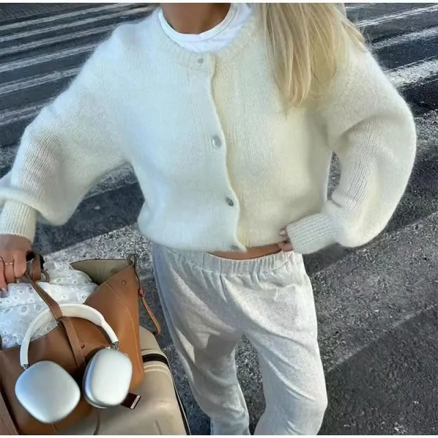 Autumn New Casual Women's Sweater Coat White - Shop at LoveMi