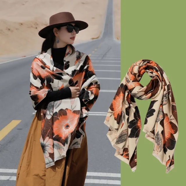 Yunnan Travel Wear Artificial Cashmere Scarf Women Beige - Shop at LoveMi