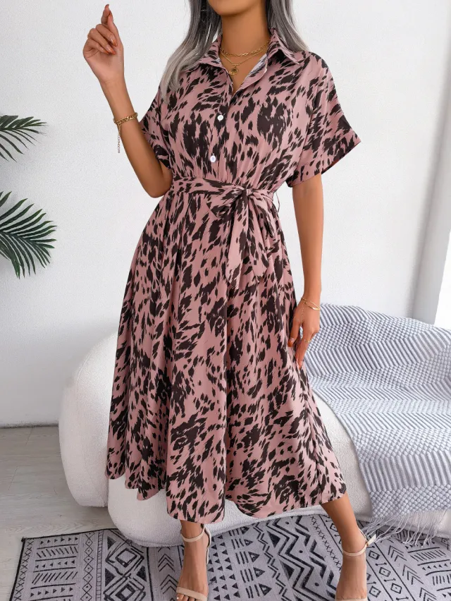 V neck Bohemian Long Short sleeve Dress Red - Shop at LoveMi