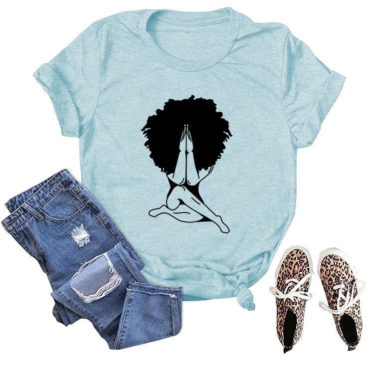 بلوزة نسائية كاجوال بطبعة ملانين بأكمام قصيرة