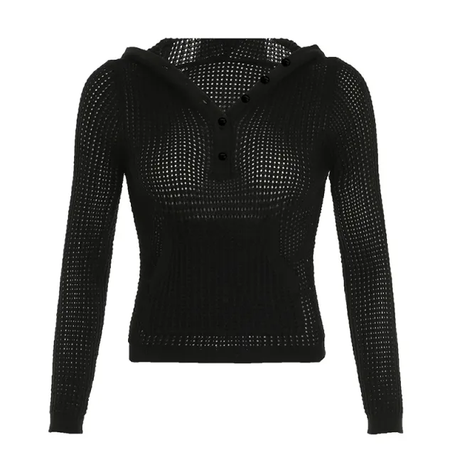 Casual Simple Pure Color All matching Slim fit Hood Sweater Black - Shop at LoveMi