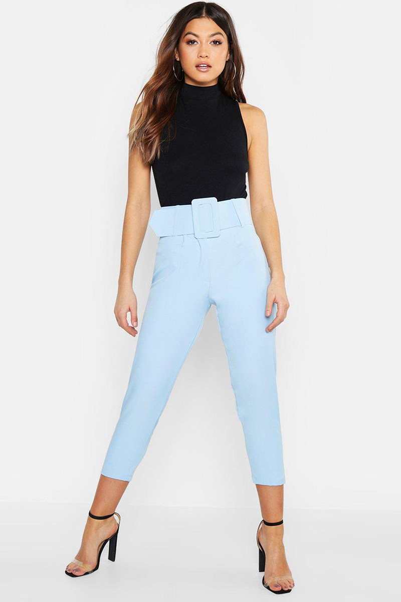 Title 15, Pantalon taille haute slim, couleur unie, 9/10è...