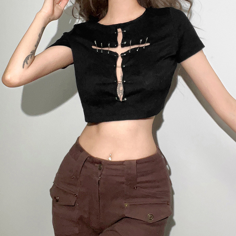 Title 1, Camiseta Feminina Slim Cropped com Decote Redon...