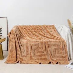 Thick Square Blanket Coral Fleece Flannel Sofa - Coffee - View 1