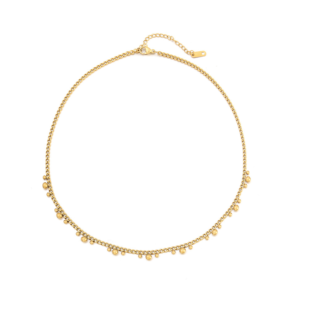 Style Stainless Steel Small Beads Pendant Tassel Necklace