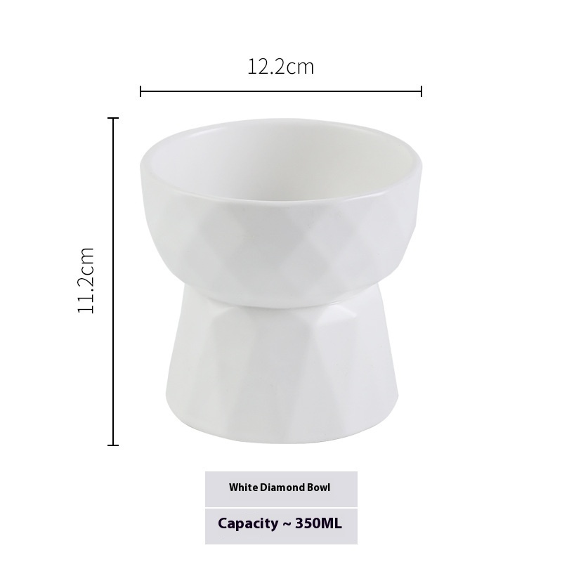 Diamond Cat Bowl White