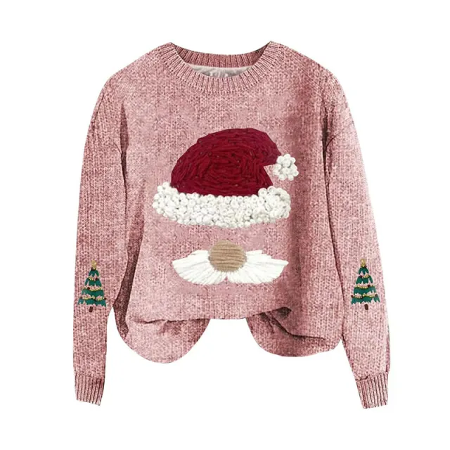 Women's Casual Christmas Print Loose Pullover Pink - Shop at LoveMi