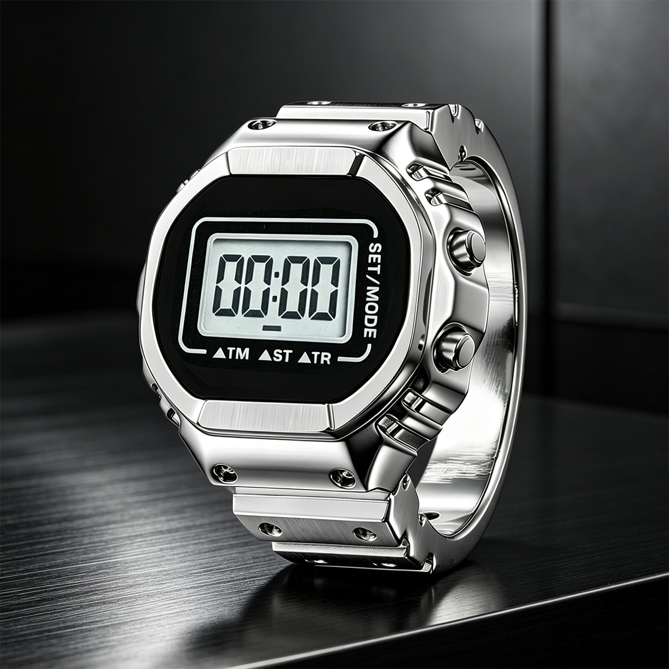 Men's Ring Watch Silver front view