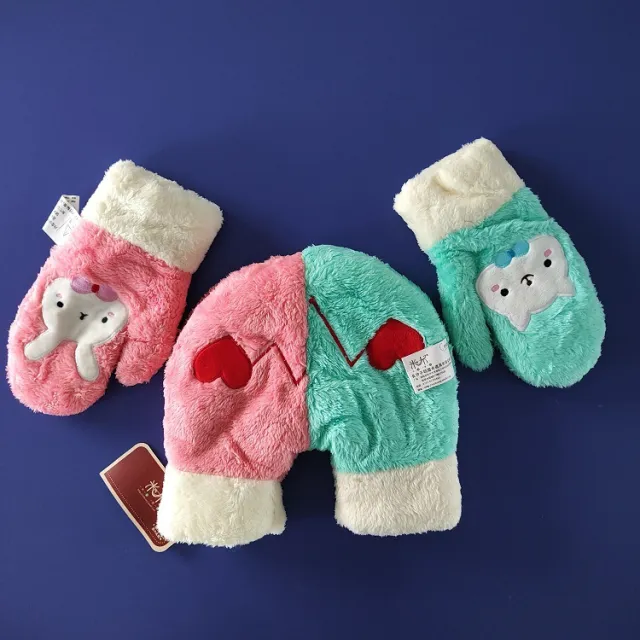 Cartoon Double layer Thickened Rabbit Couple Hand Gloves Pink - Shop at LoveMi