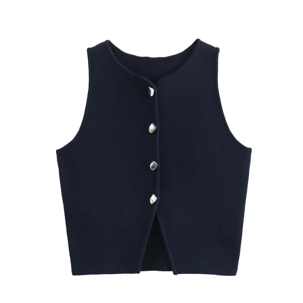 Women's New European And American Street Style Polyester Sweater - Navy Blue