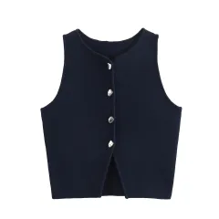 Women's New European And American Street Style Polyester Sweater - Navy Blue - View 1
