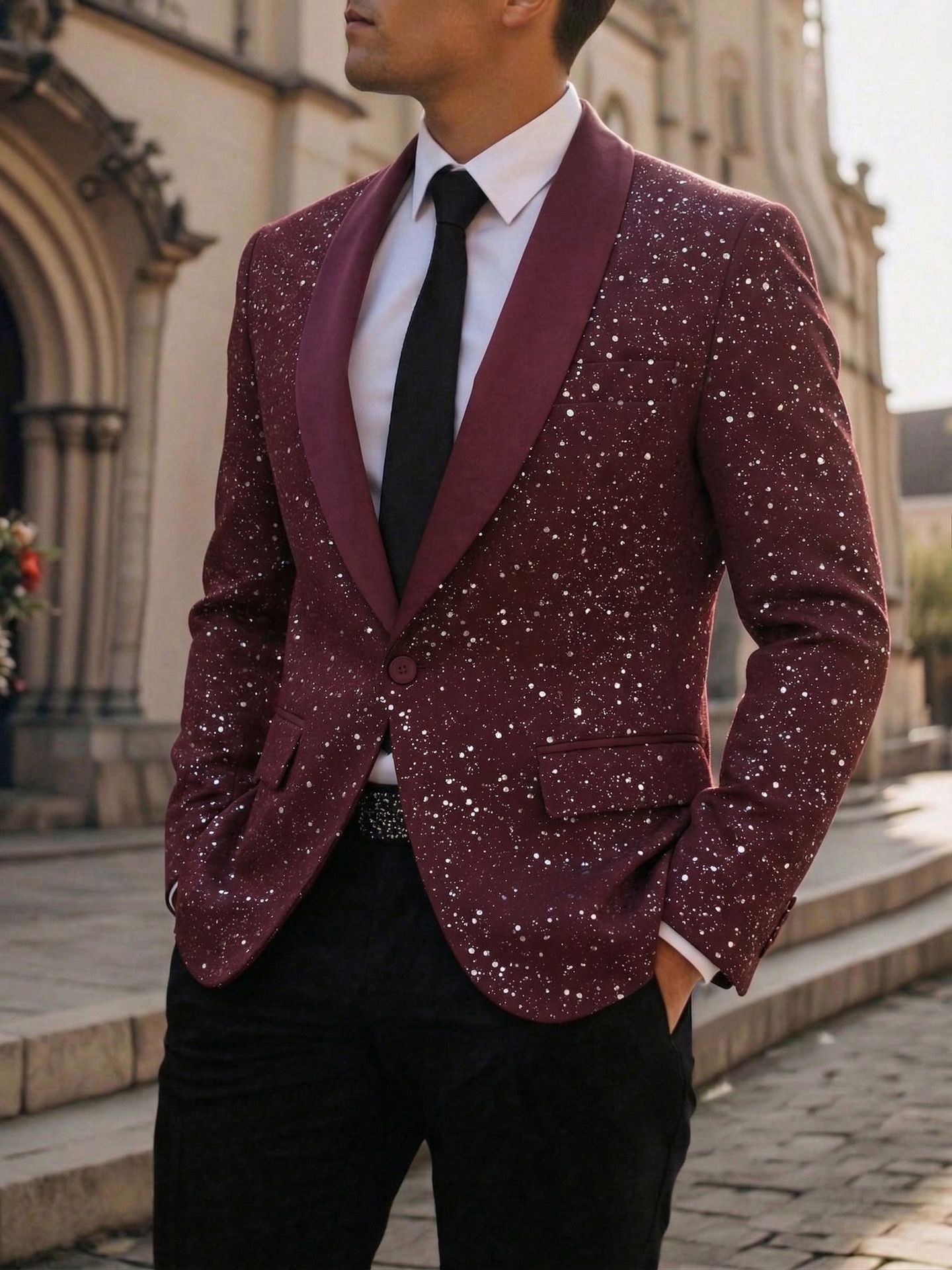 Men's Suit Casual Shiny Banquet Party Outerwear 8