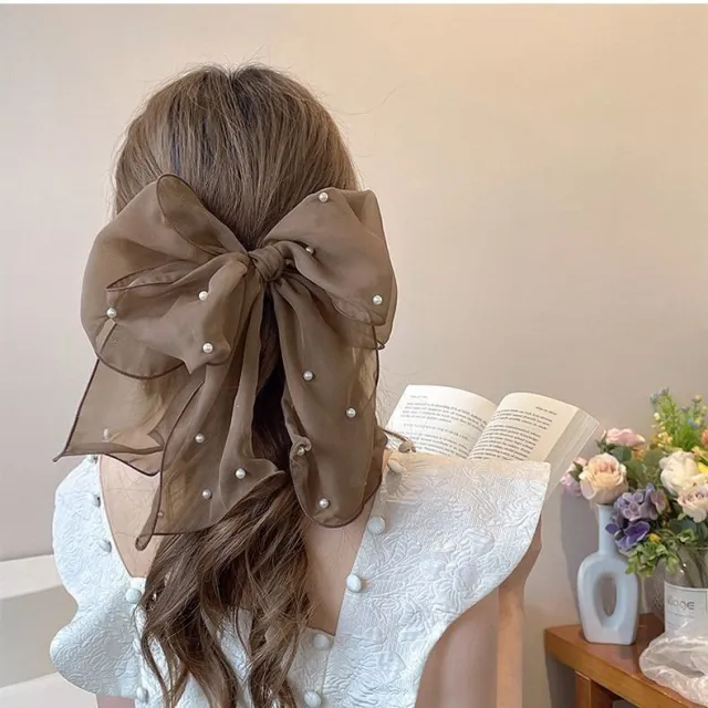 Big Lace White High grade Hair Accessories Female Back Head Spring Clip Headdress Brown - Shop at LoveMi