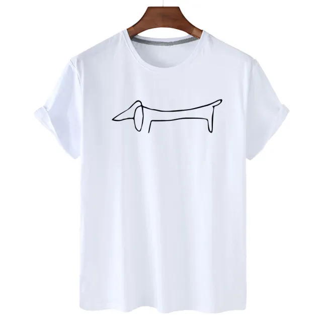 Women's Dachshund Print Short Sleeve T Shirt White - Shop at LoveMi