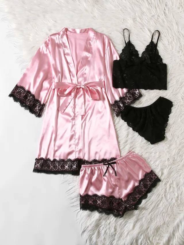 Artificial Silk Plus Size European And American Nightgown Pink - Shop at LoveMi