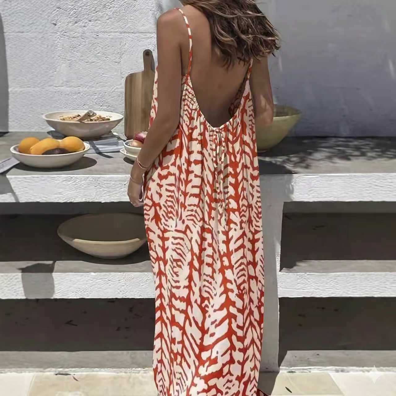 Womens Strap Coat Backless Loose Casual Dress