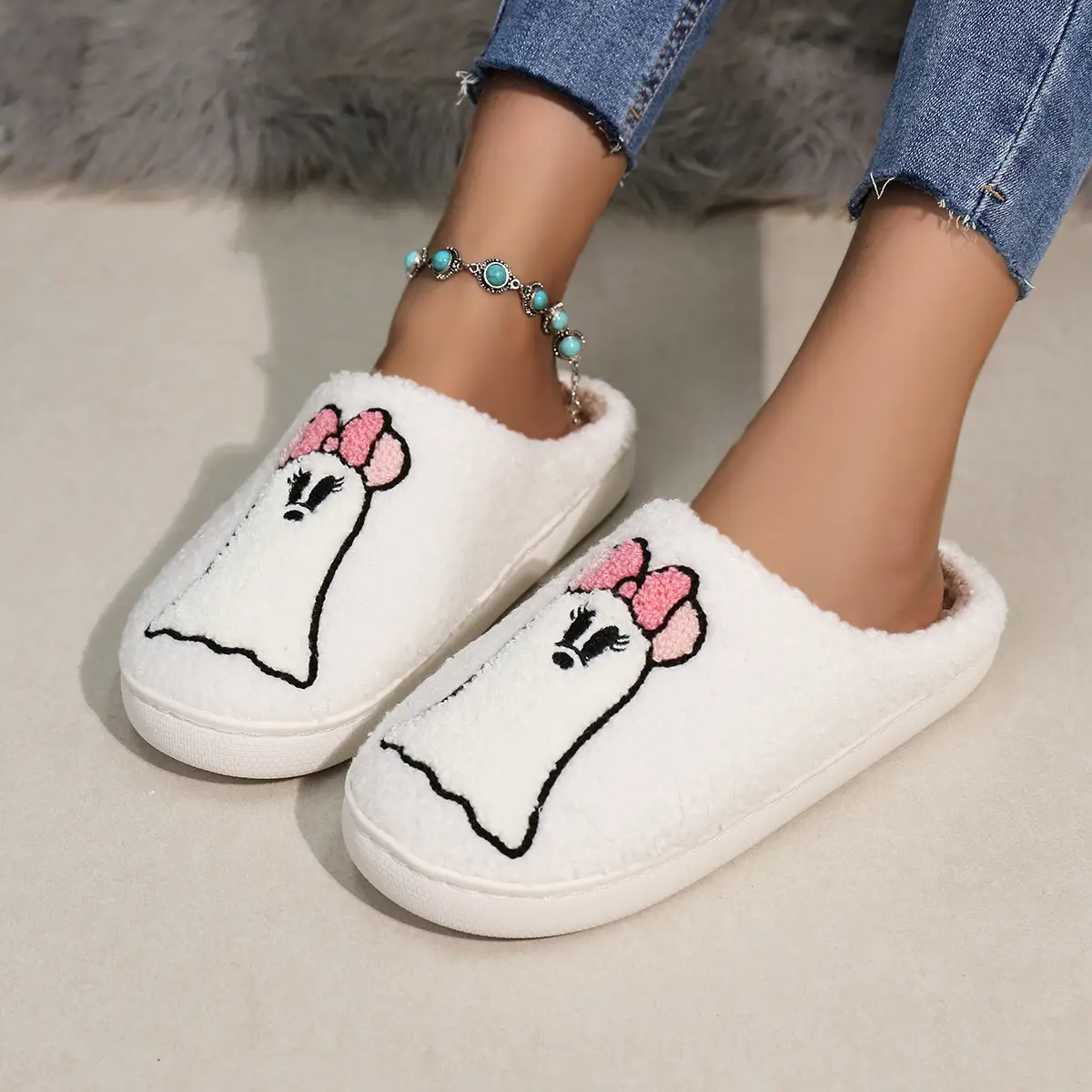 Cartoon Little Ghost Home Slippers Memory Sponge