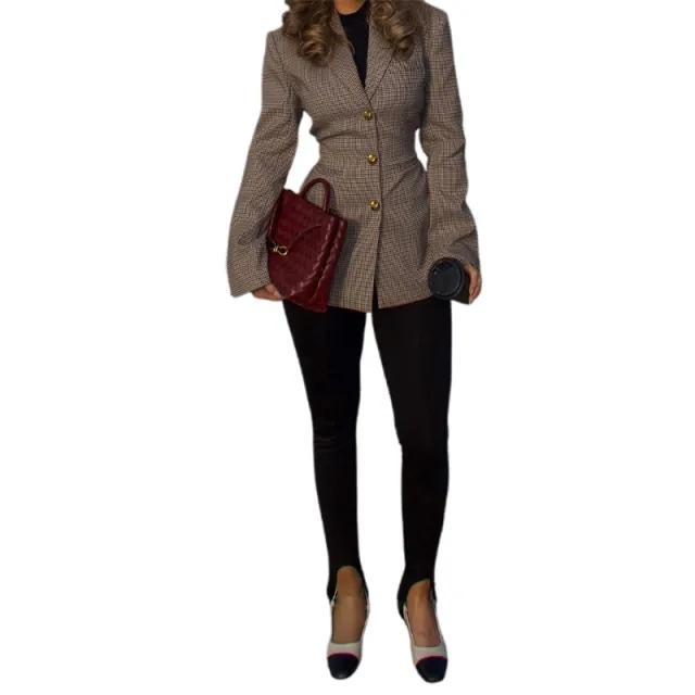 New Women's Slim fit Suit Plaid Jacket Plaid 610G - Shop at LoveMi