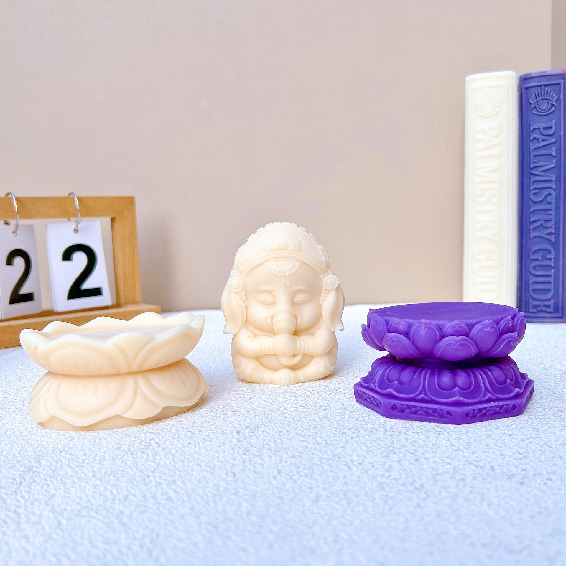 Title 6, Elephant God Candle Silicone Mold Lotus Base Si...