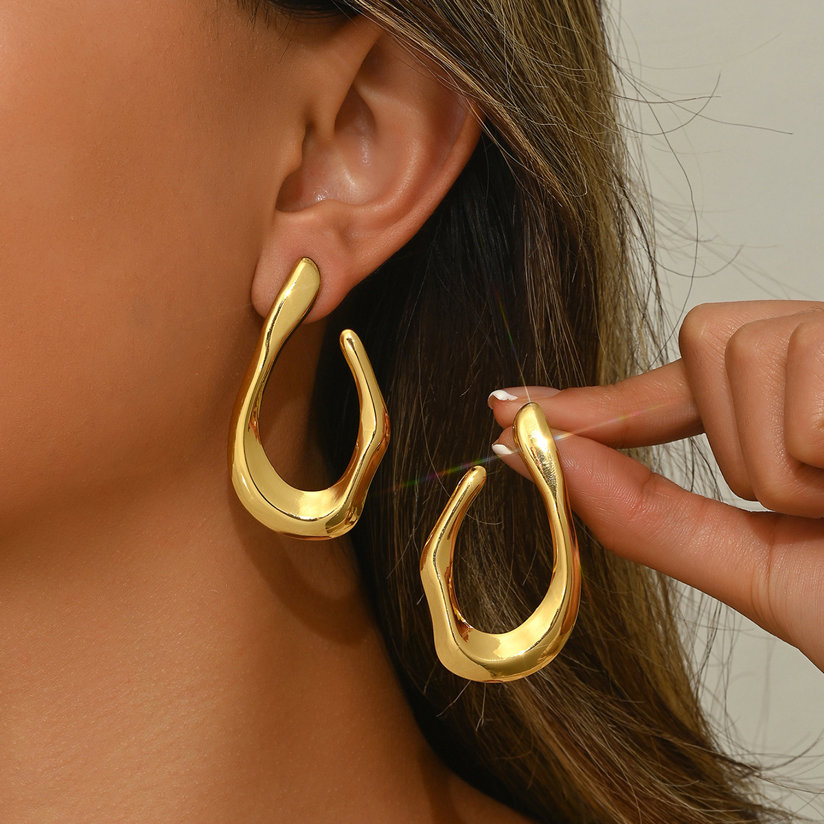 Stainless Steel Geometric Earrings Metallic Style Bold And Unique