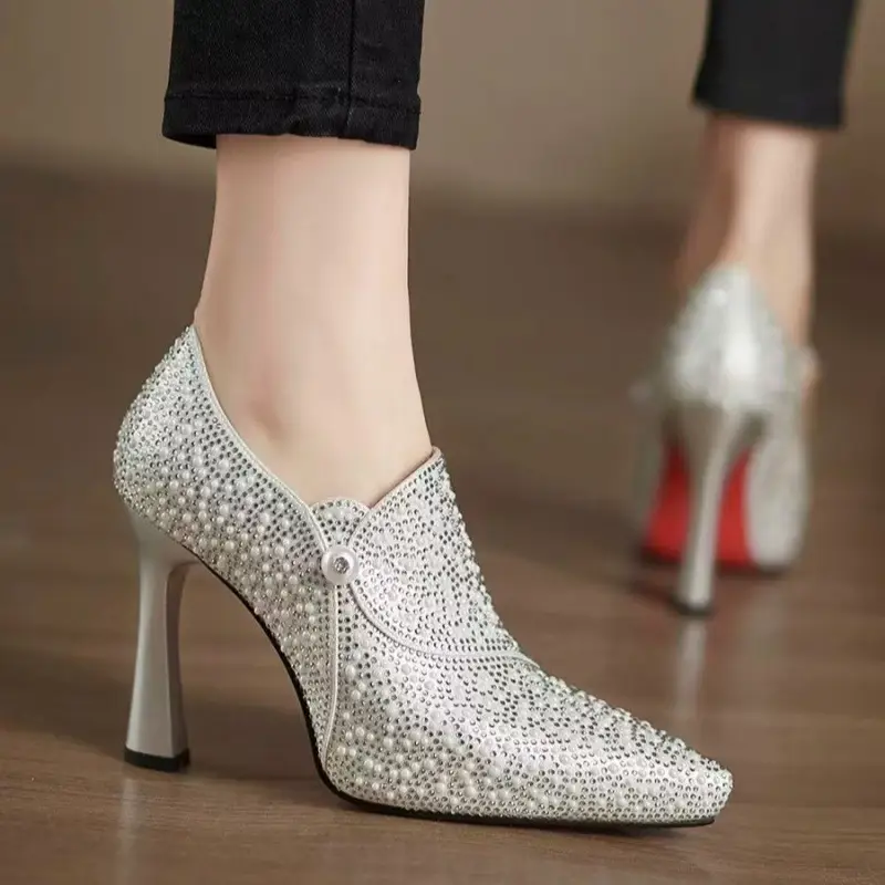 New Springautumn Deep-toe Champagne-colored High Heels For Women