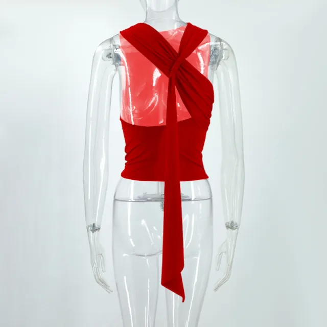 Back pleated Form fitting Niche style Top Or Camisole Red - Shop at LoveMi