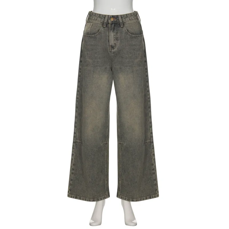Women's Summer New Washed Gradient Retro Mid-waist Jeans - Light Blue