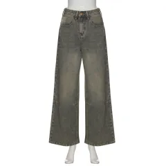 Women's Summer New Washed Gradient Retro Mid-waist Jeans - Light Blue - View 1