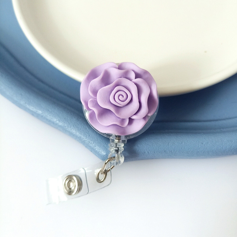 Resin Flower Employee ID Lanyard Clip With Adjustable Buckle