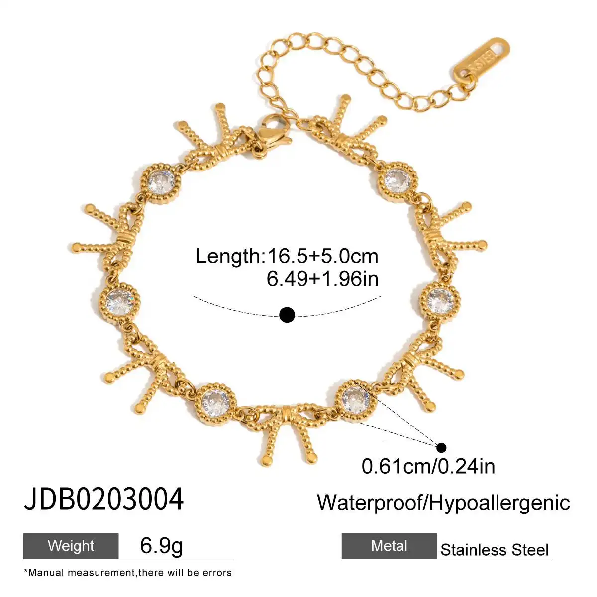 18K Gold Stainless Steel Bow Bracelet