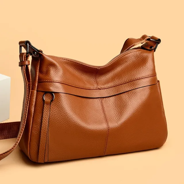 First Layer Leather One shoulder Crossbody Female European And American Style Caramel - Shop at LoveMi