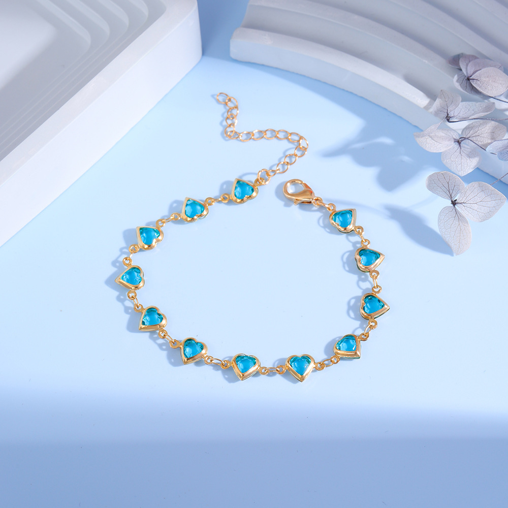 Sweet Beaded Candy Color Heart Bracelet