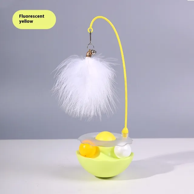 Cat Interactive Toy Funny Tumbler Toy Kitten Exercise Catching Leaky Food Ball Teaser Feather Wand Toys For Cat Accessories Pet Products Fluoresc... Fluorescent Yellow - Shop at LoveMi