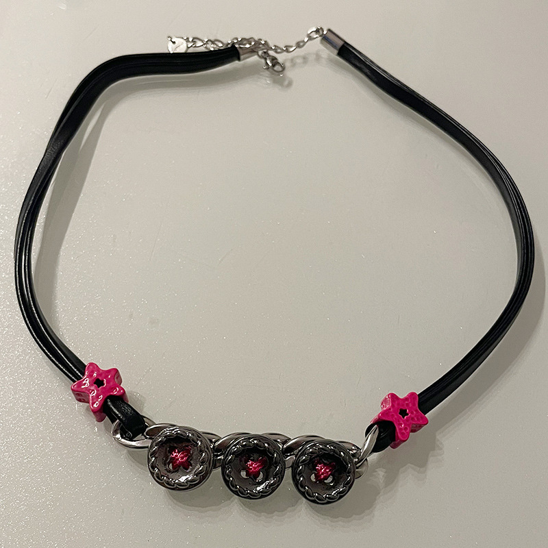 Stitching Stars Button Necklace For Women Special-interest Design