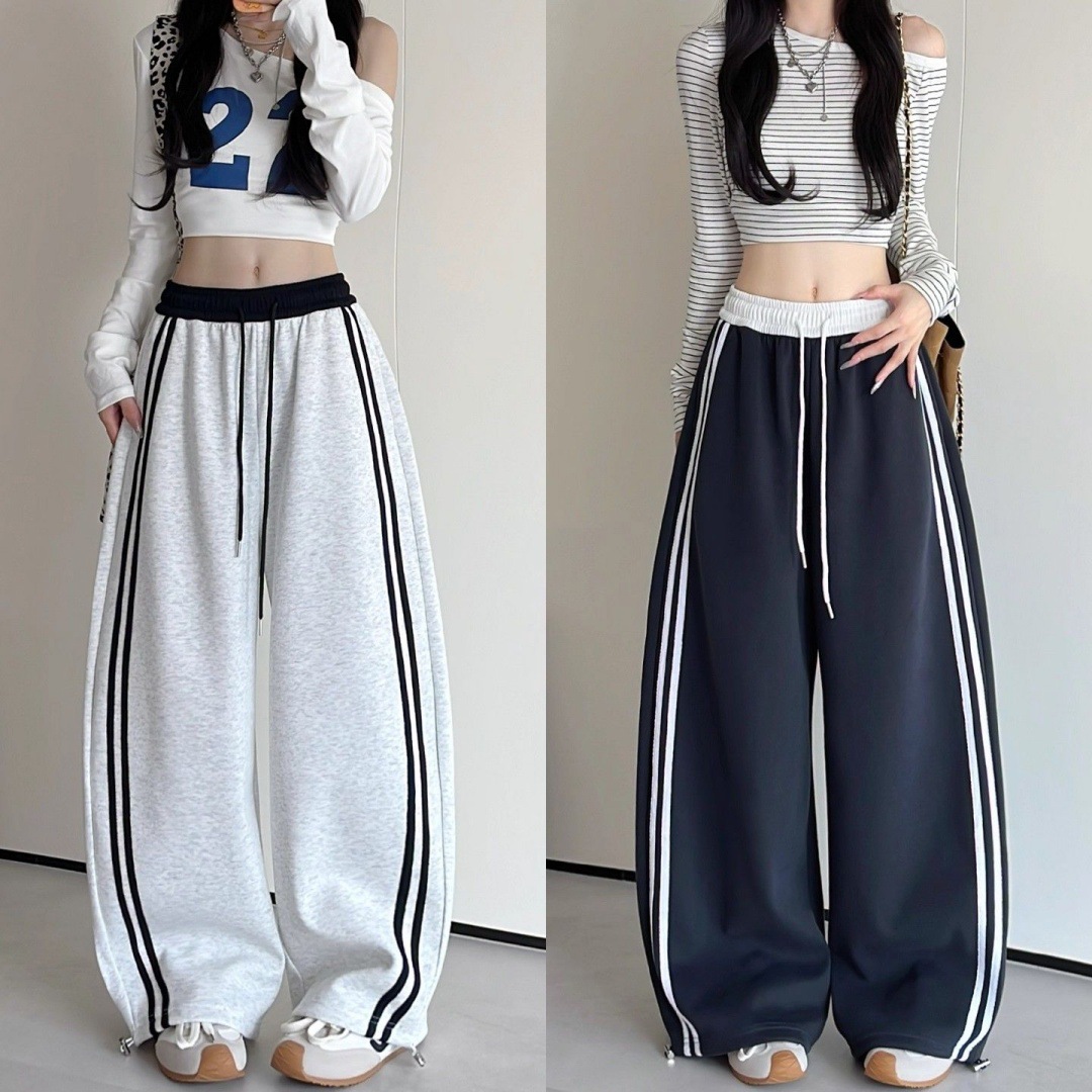 Retro Women's Sweatpants Springautumn Loose-fit Wide-leg