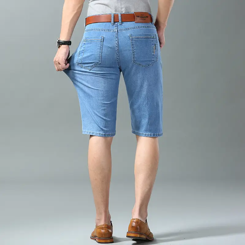 Thin Ice Silk Men's Stretch 7-quarter Denim Shorts