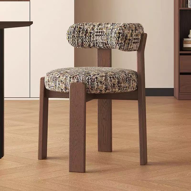 French-style Vintage Solid Wood Dining Wabi-sabi Antique-style Backrest Chair